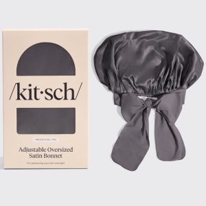 Charcoal Oversized Satin Bonnet